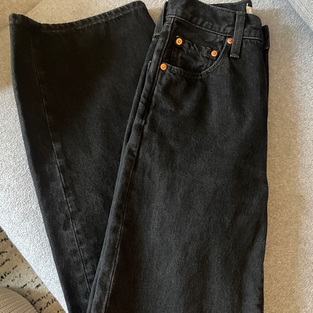 Levi's Black Ribcage Wide Leg Jeans